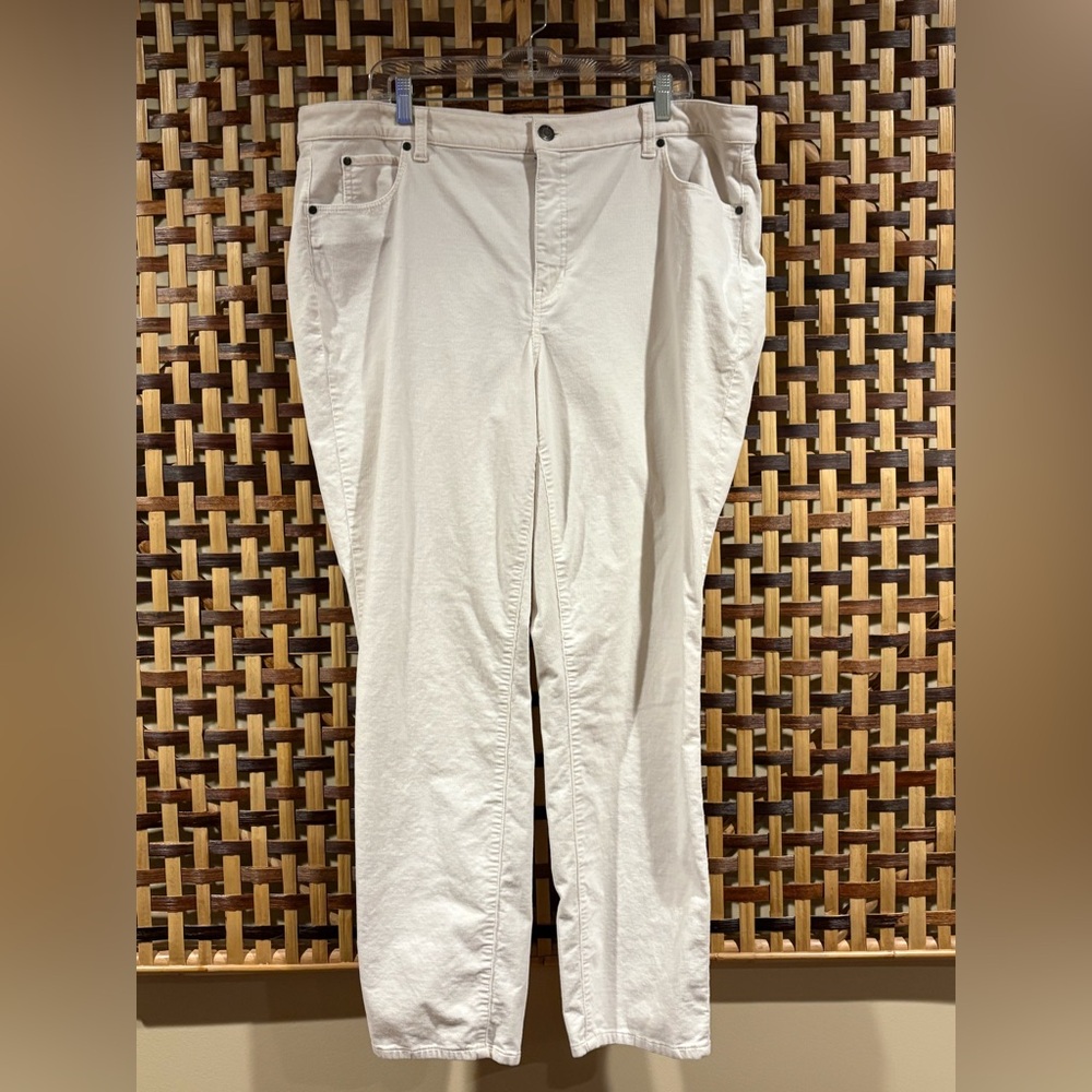 Talbots Winter White Corduroy High-Rise Straight-Leg Pants, Size 18W